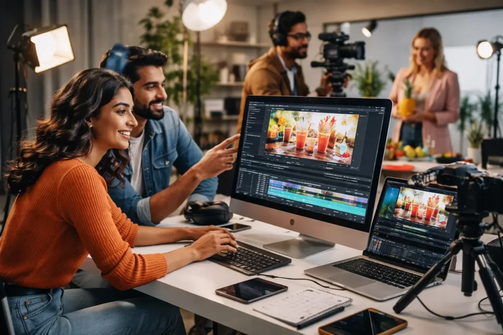 Creative video team in action